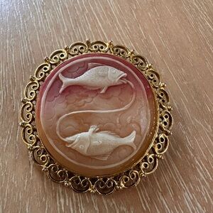 Vintage Gold and Cream Fish Brooch